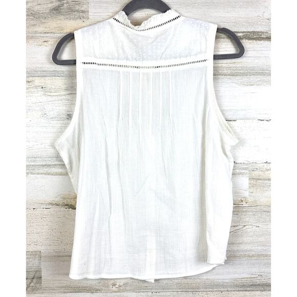 Faherty Womens L White Willa Sleeveless Organic Cotton Lightweight Blouse NEW - Picture 4 of 8